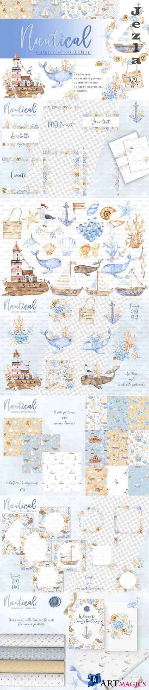 Nautical watercolor collection - 5972469
