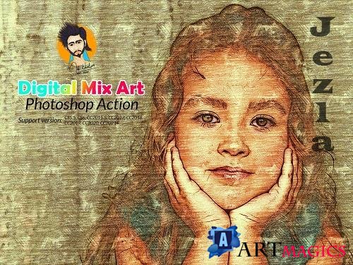 CreativeMarket - Digital Mix Art Photoshop Action 5794990