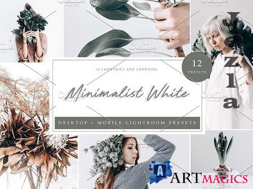 CreativeMarket - 12 Lightroom Preset Minimalist White 5962580