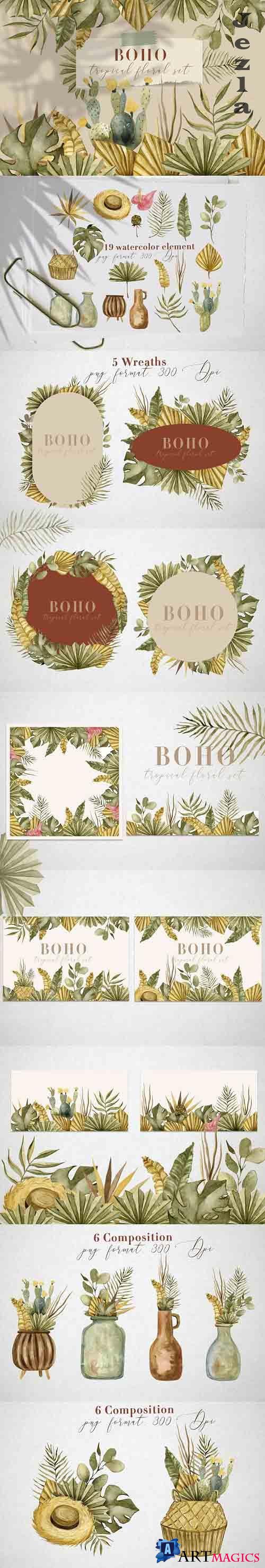 Boho tropical floral set - 5993792