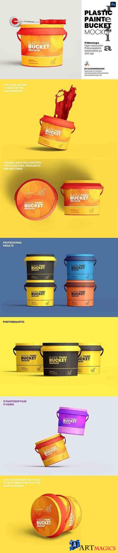 CreativeMarket - Plastic Paint Bucket Mockup 5976024