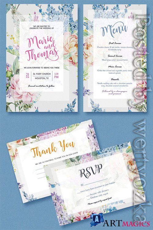 Floral Wedding Invitation - Premium flyer psd template