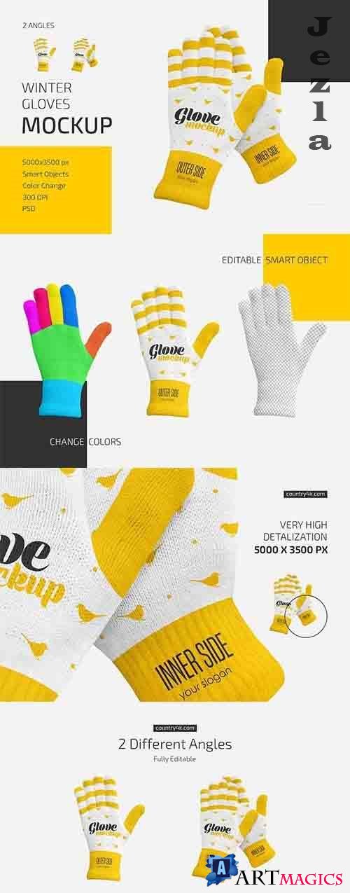 CreativeMarket - Winter Gloves Mockup Set 6016401