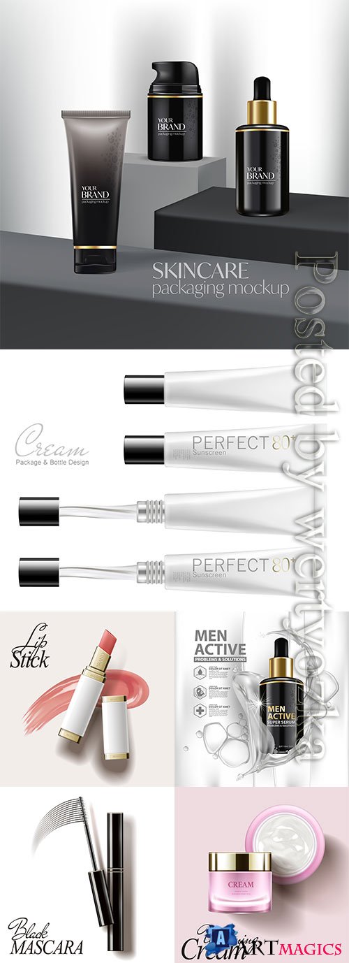 Cosmetic bottle package vector product poster