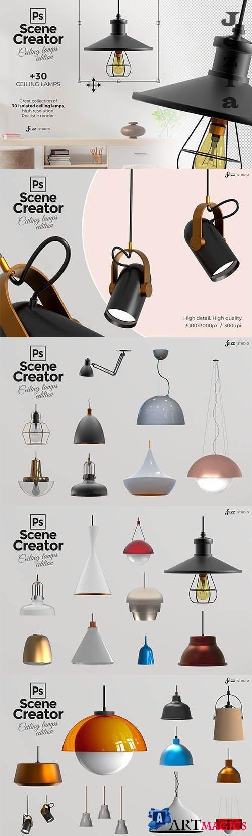 CreativeMarket - 30 PSD isolated ceiling lamps 5869112