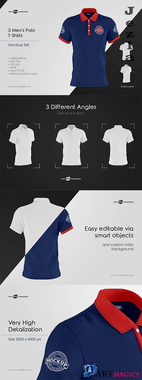 CreativeMarket - Men's Polo T-Shirts MockUp Set 5848252