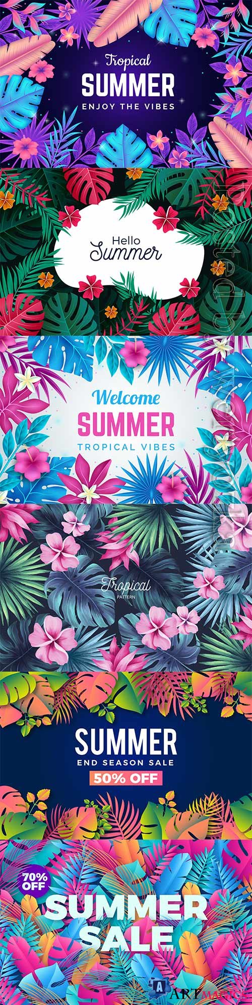 Summer tropical vector background