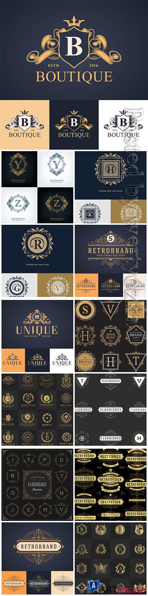 Logos, badges and design elements in vector