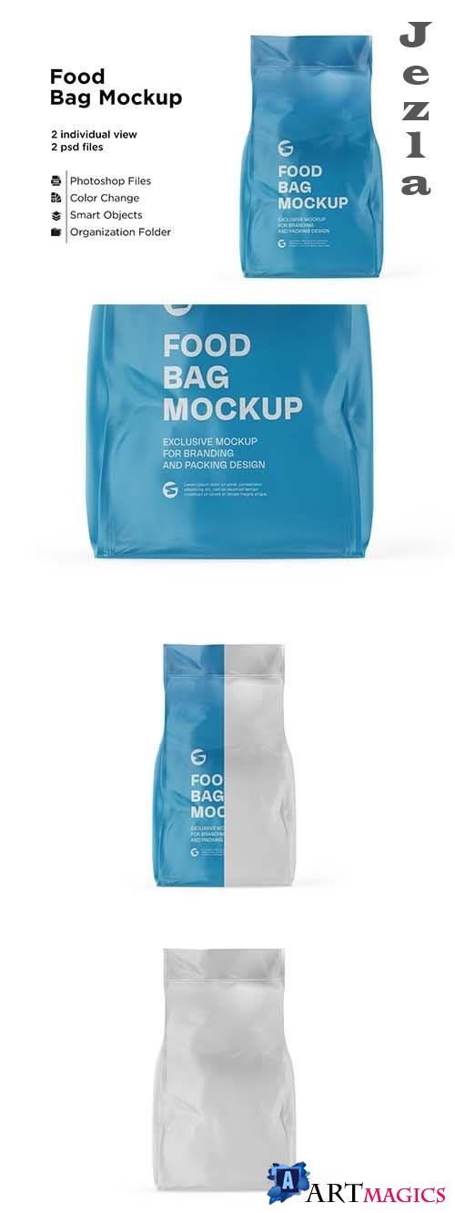 CreativeMarket - Glossy Food Bag Mockup 6063318