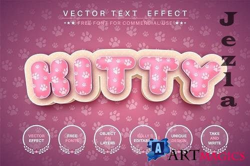 3D cat - editable text effect, font style