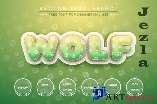 Wolf - editable text effect, font style