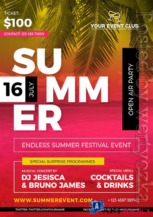 Summer Event Flyer PSD Design Template