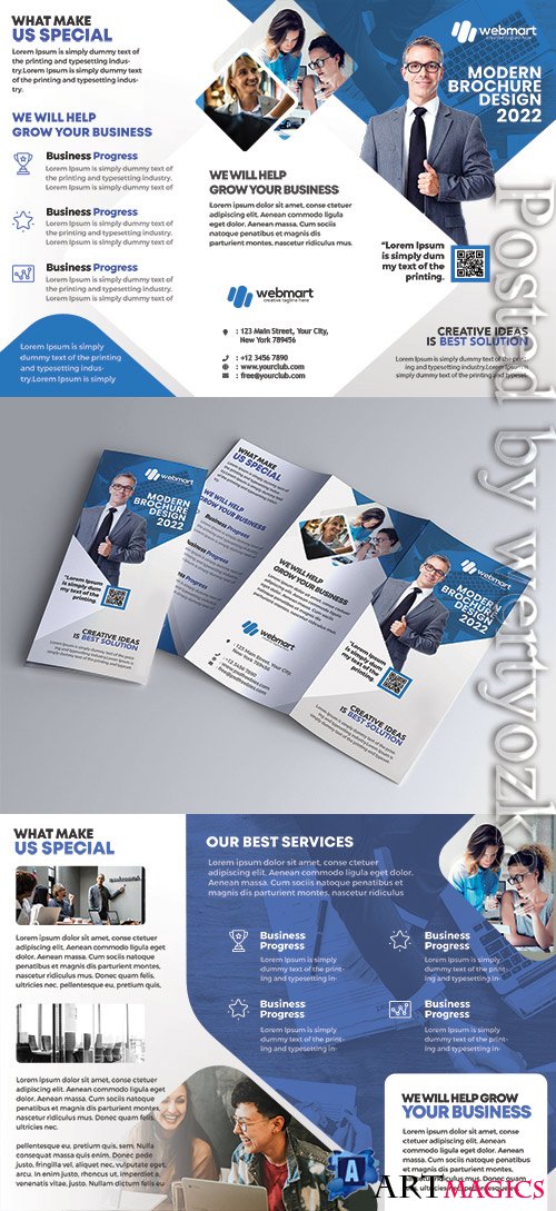 Business Marketing Tri-Fold Brochure Design PSD