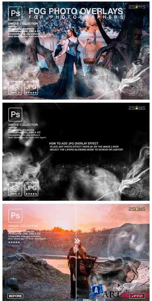 Smoke backgrounds & Smoke bomb overlay, Photoshop overlay V2 - 1213553