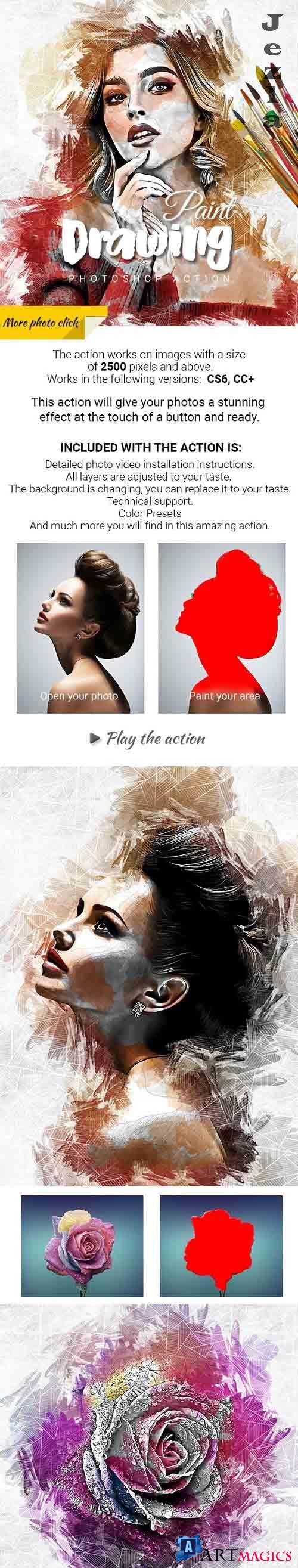 GraphicRiver - Drawing Paint Photoshop Action 31259536