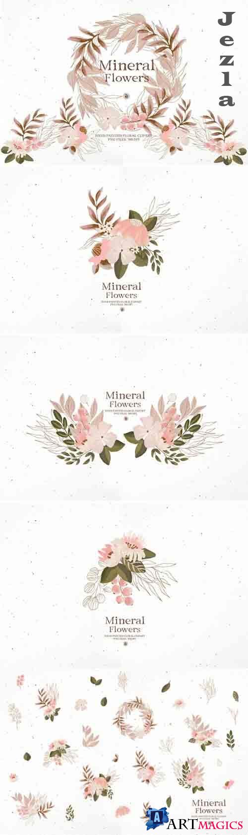 Mineral Flowers - Painted Floral Clipart