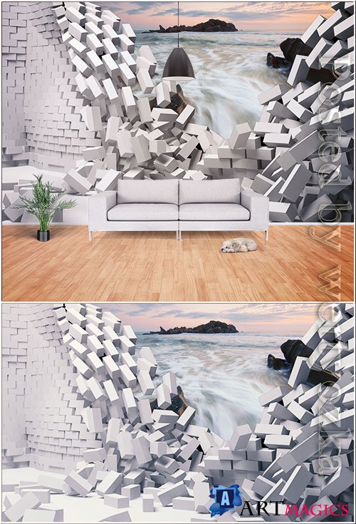 Modern minimalist 3d hole wall landscape decoration effect wall