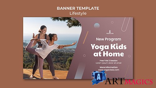 Horizontal banner for yoga practice and exercise