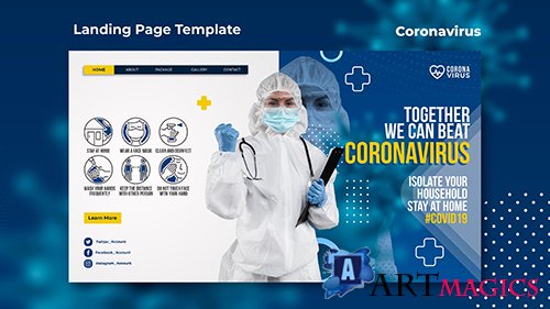 Landing psd page template for coronavirus awareness