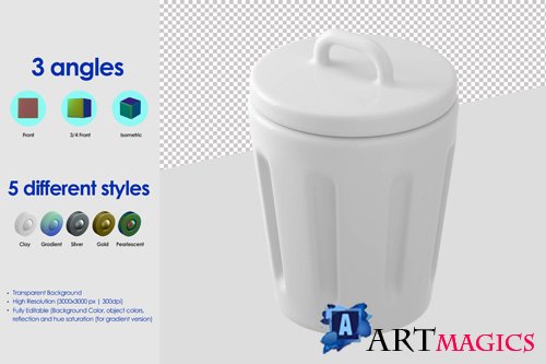 3d trash bin icon psd design template