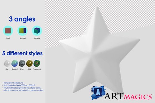 3d star icon psd design template