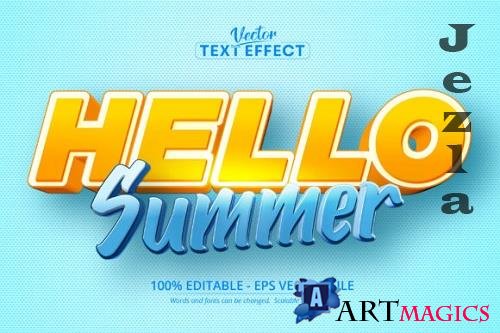 Hello summer text, Cartoon Style Editable Text Effect