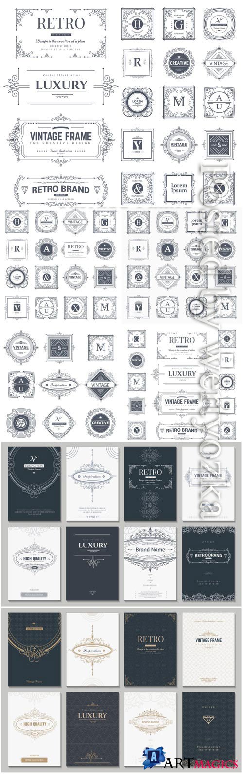 Vintage labels and emblems in vector