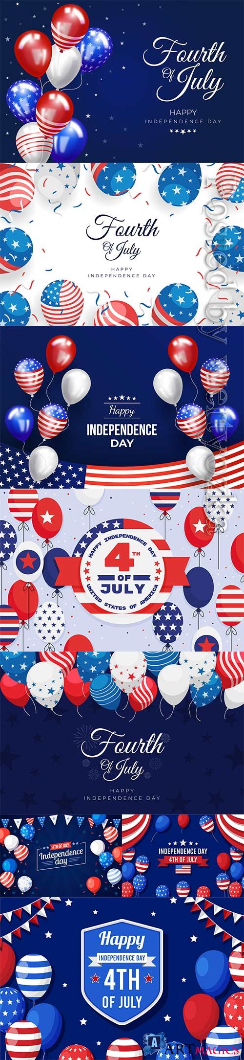 4th july independence day balloons vector background