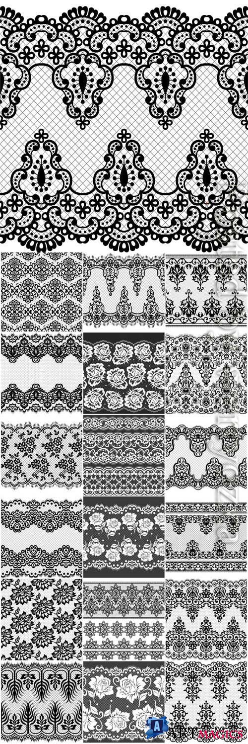 Black and white lace patterns in vector
