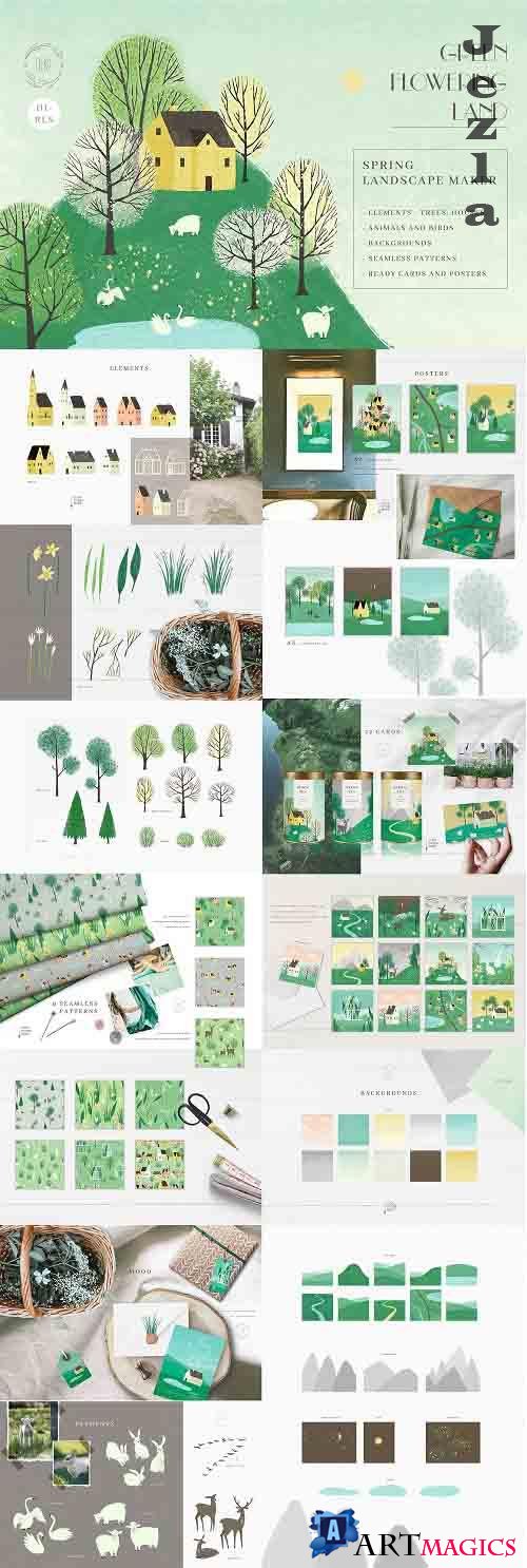 Green Flowering Land.Landscape maker - 6161843