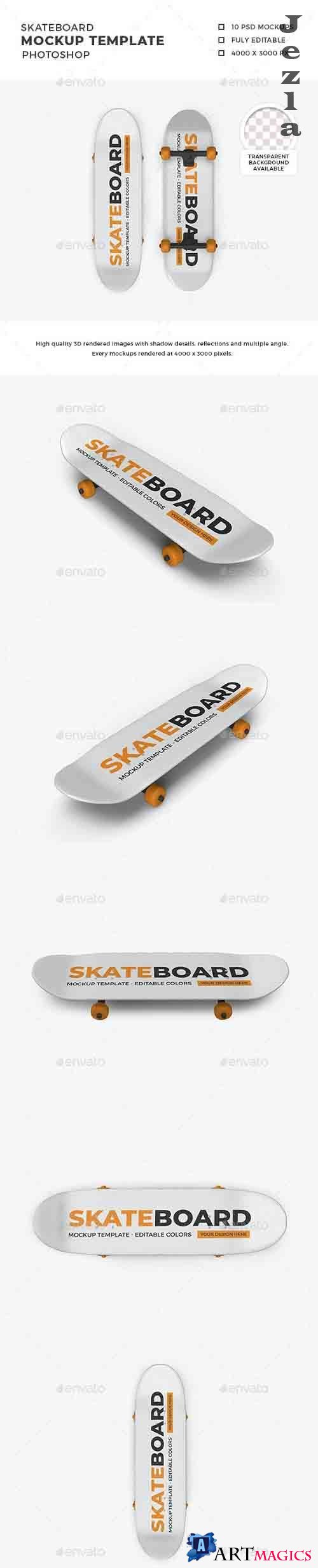 Skateboard Mockup Template Set - 32327519