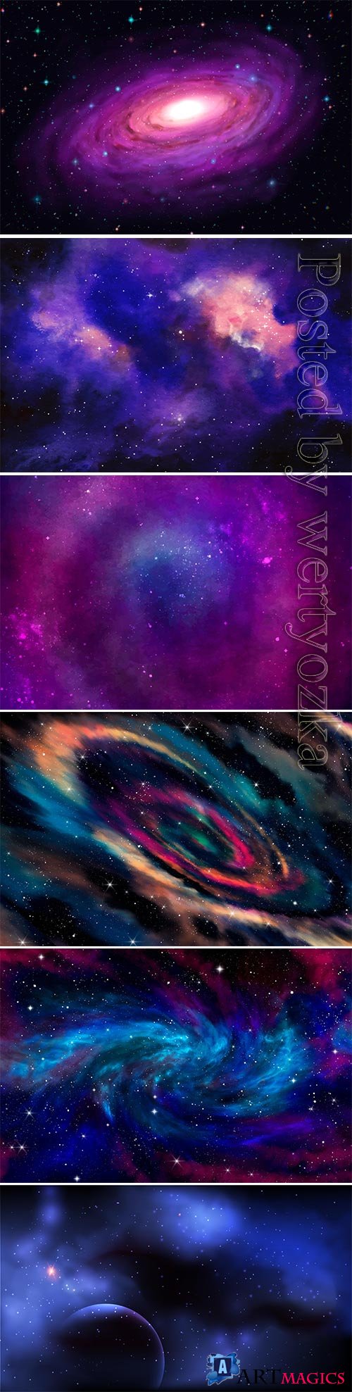 Hand painted watercolor galaxy vector background