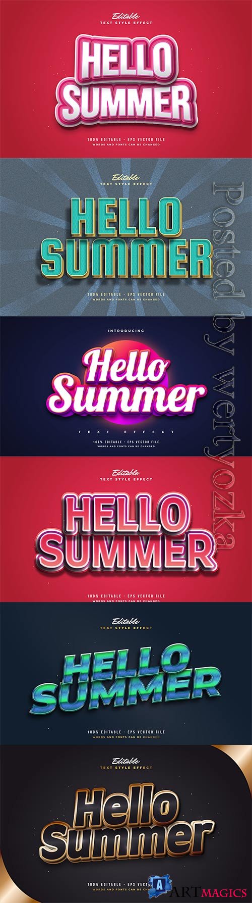 Hello summer text with cartoon style