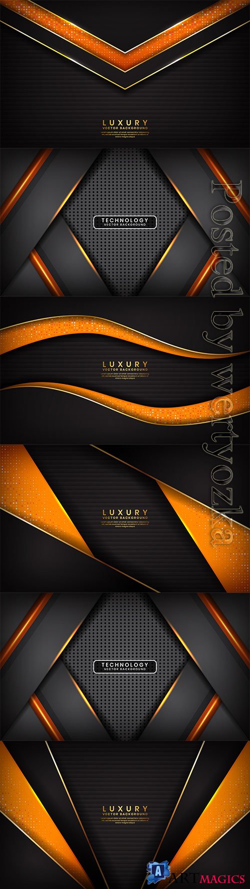 Abstract vector backgrounds with orange designs