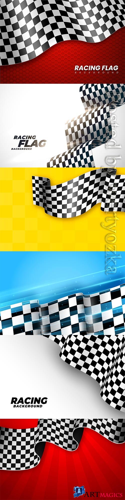 Realistic racing checkered flag vector background