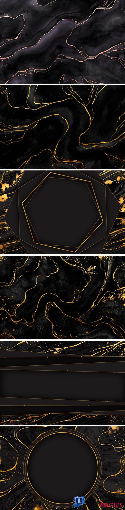 Black and golden marble vector background