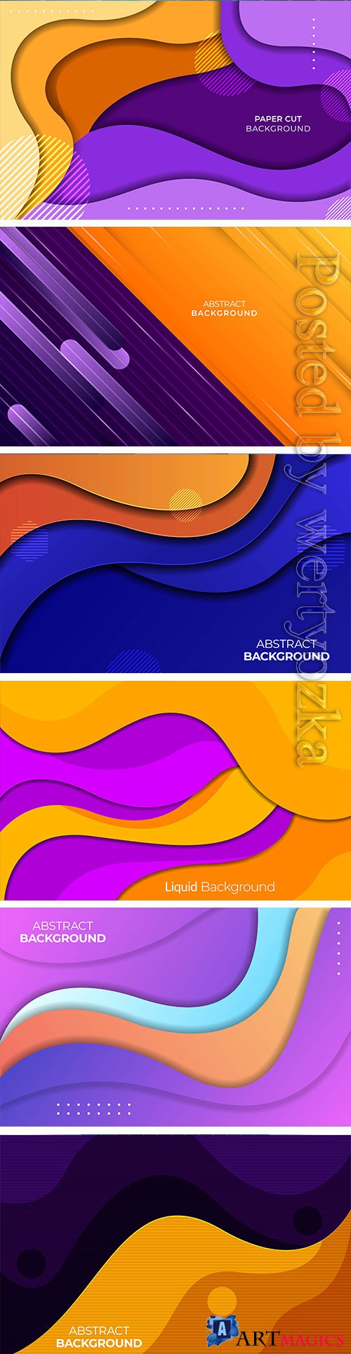 Colorful banner with abstract paper cut waves