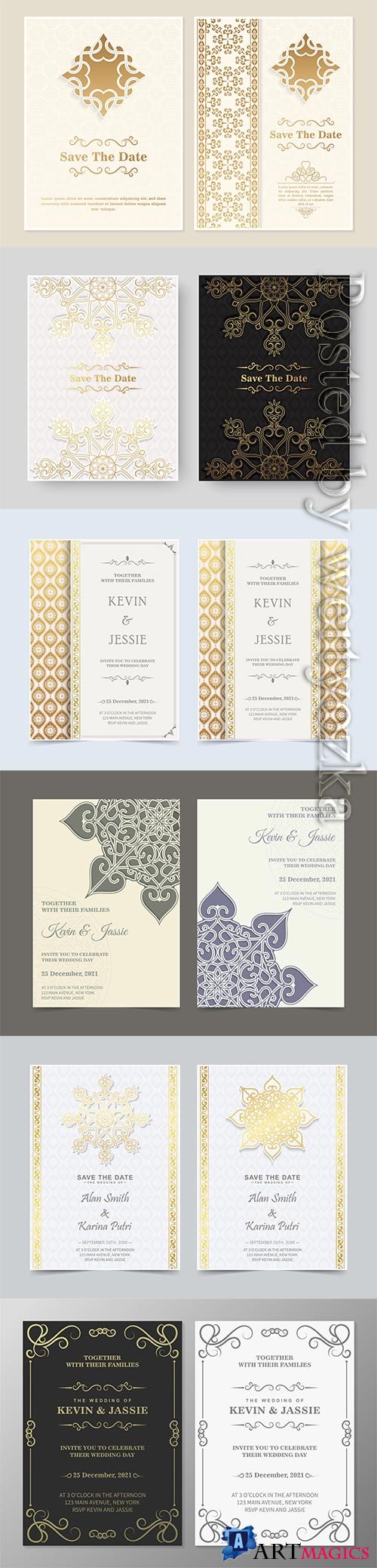 Luxury wedding vector  invitation with border ornaments