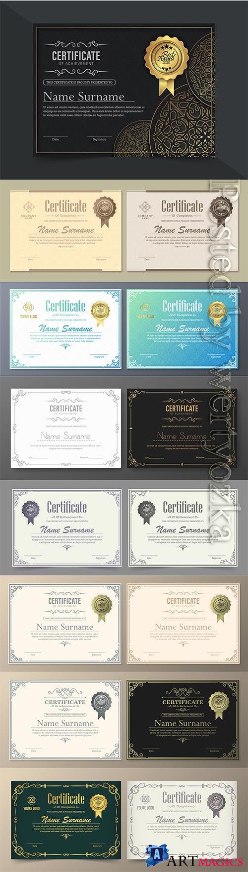 Luxury achievement vector certificate best award diploma
