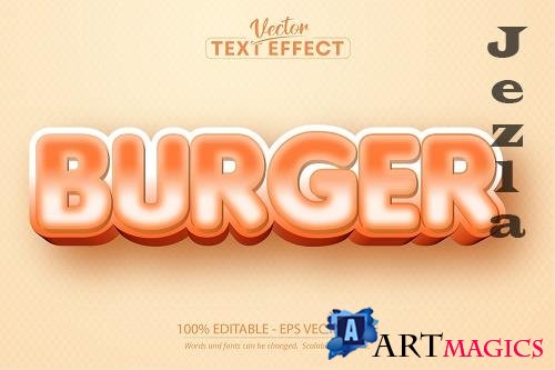 Burger text, cartoon style editable text effect - 1408923