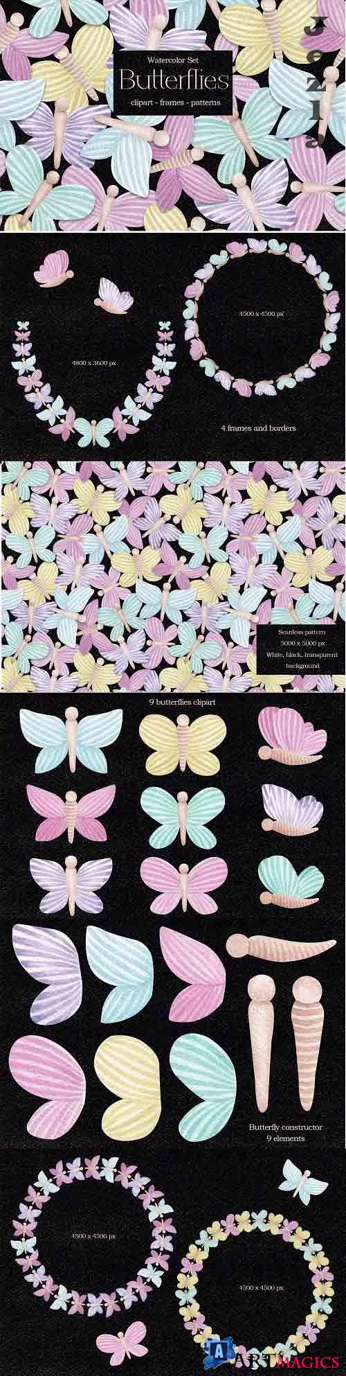 Watercolor Set Butterflies - 1392531
