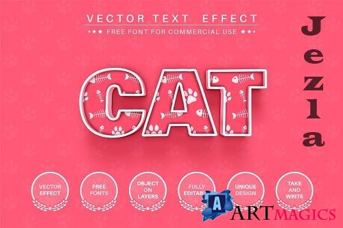 Footprint cat - editable text effect - 6215141