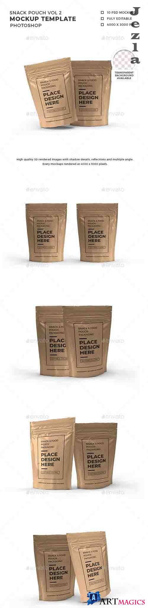 Snack Pouch Packaging Mockup Template Vol 2 - 32588901
