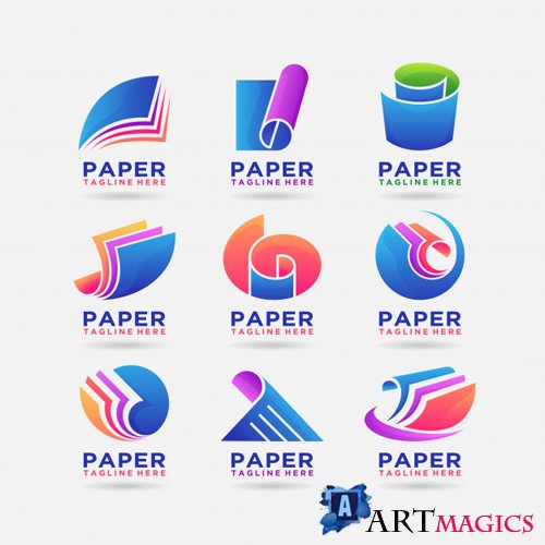 Collection of paper logo vector design