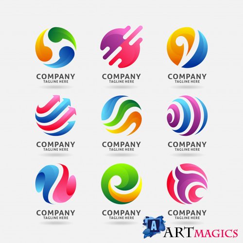 Collection of abstract circle logo vector design