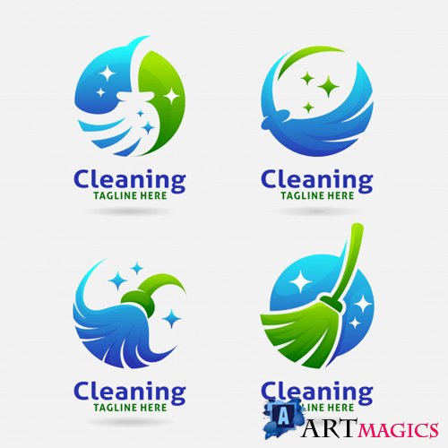 Cleaning broom logo vector design