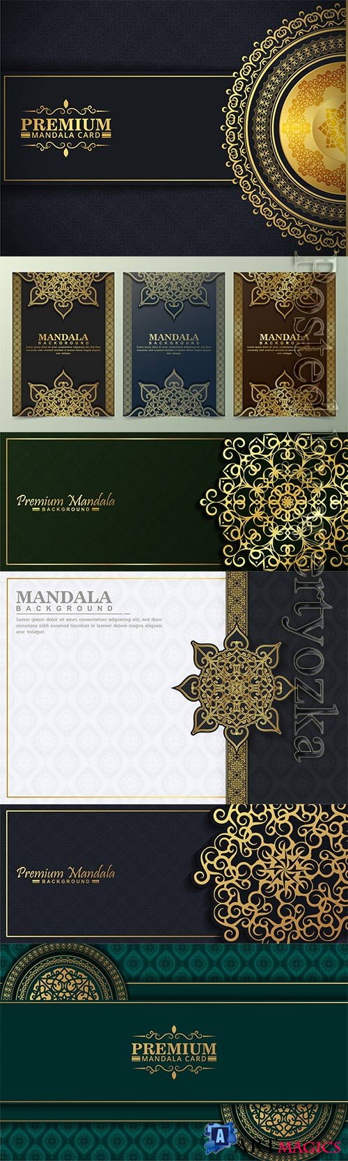 Luxury card with mandala motif and border in vector