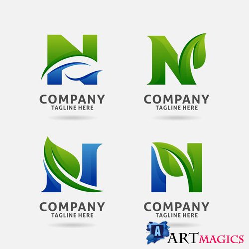 Set of letter from leaf logo vector design