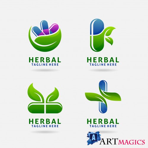 Herbal capsule logo vector design