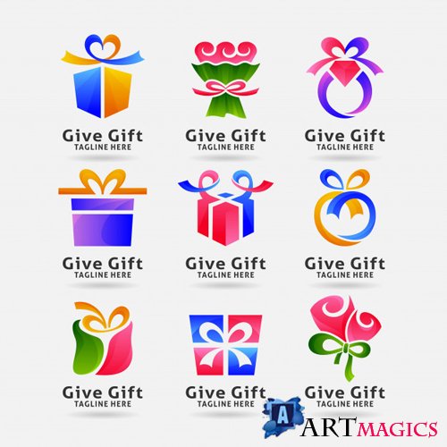 Collection of gift logo vector design